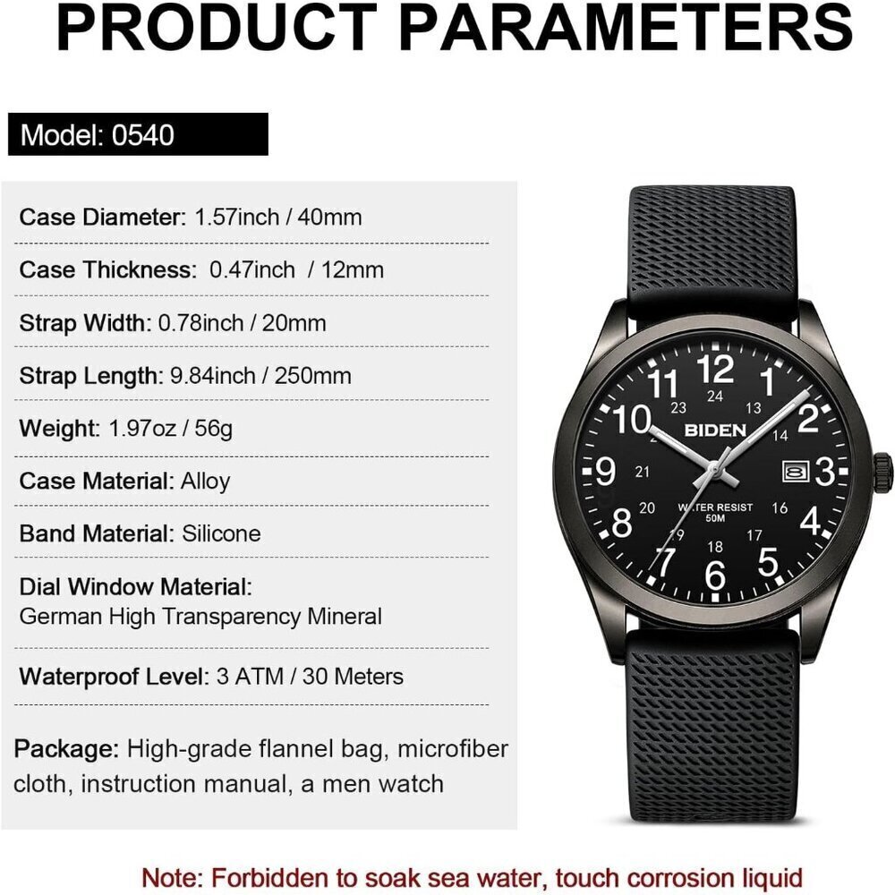 ⚡Mens Watches Analog Quartz Sports Unisex Easy to Read Dial with Date Wrist - Picture 8 of 9